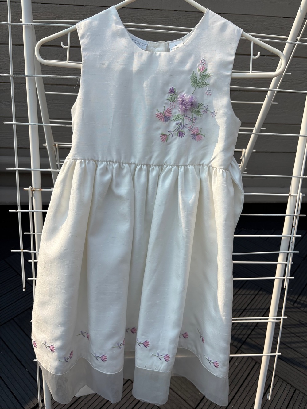 Elegant White Floral Kids Dress